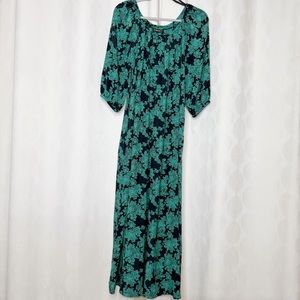 Mako Hawaii Vintage Elegant Green Floral Women's Muumuu Dress